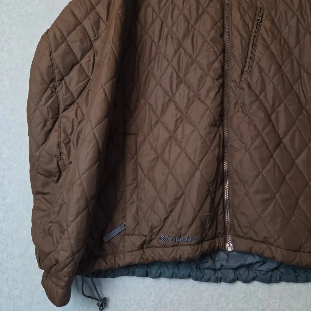 Columbia Interchange Brown LS Quilted Zip Up Puffer Jacket Women's XL Pockets - Picture 5 of 12